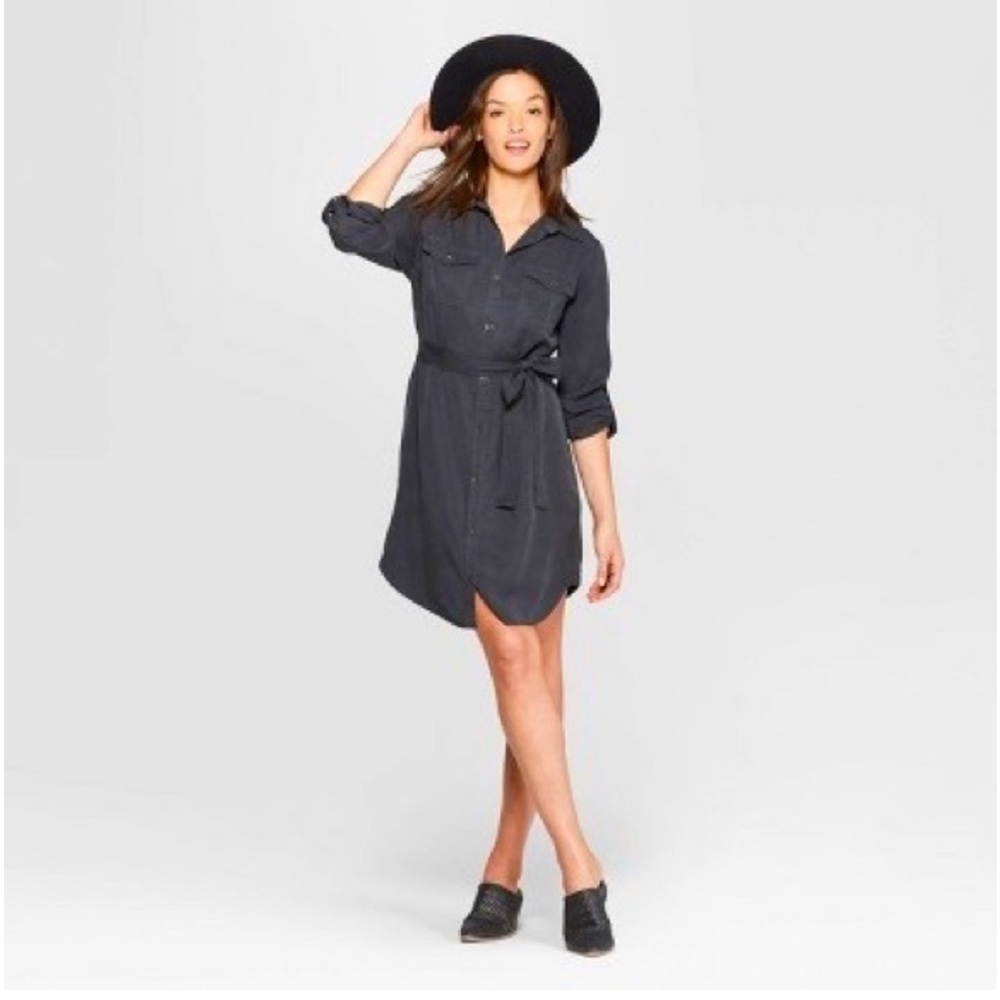 Button Down Dress Size XS Gray Neutral